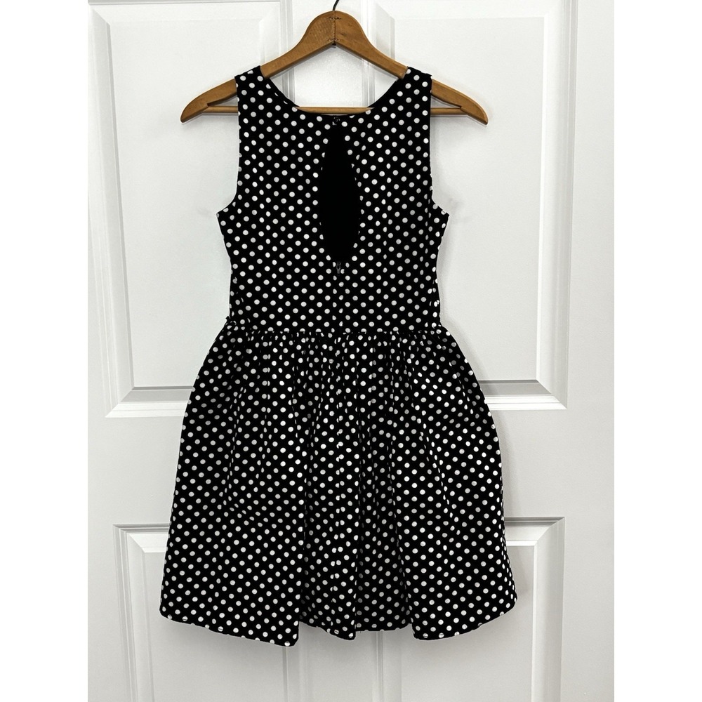 RNB Womens Small Polka Dot Fit Flare Dress Keyhole Back Audrey Hepburn 0516 - Picture 3 of 9